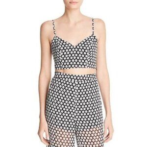 NWT Fame and Partners "Fernandina" Black White Polka Dot Crop Top Sz. 2